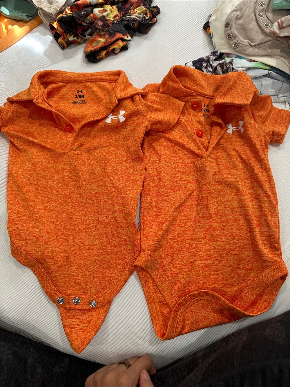 Under Armour Orange Heather Polo Bodysuit for Babies